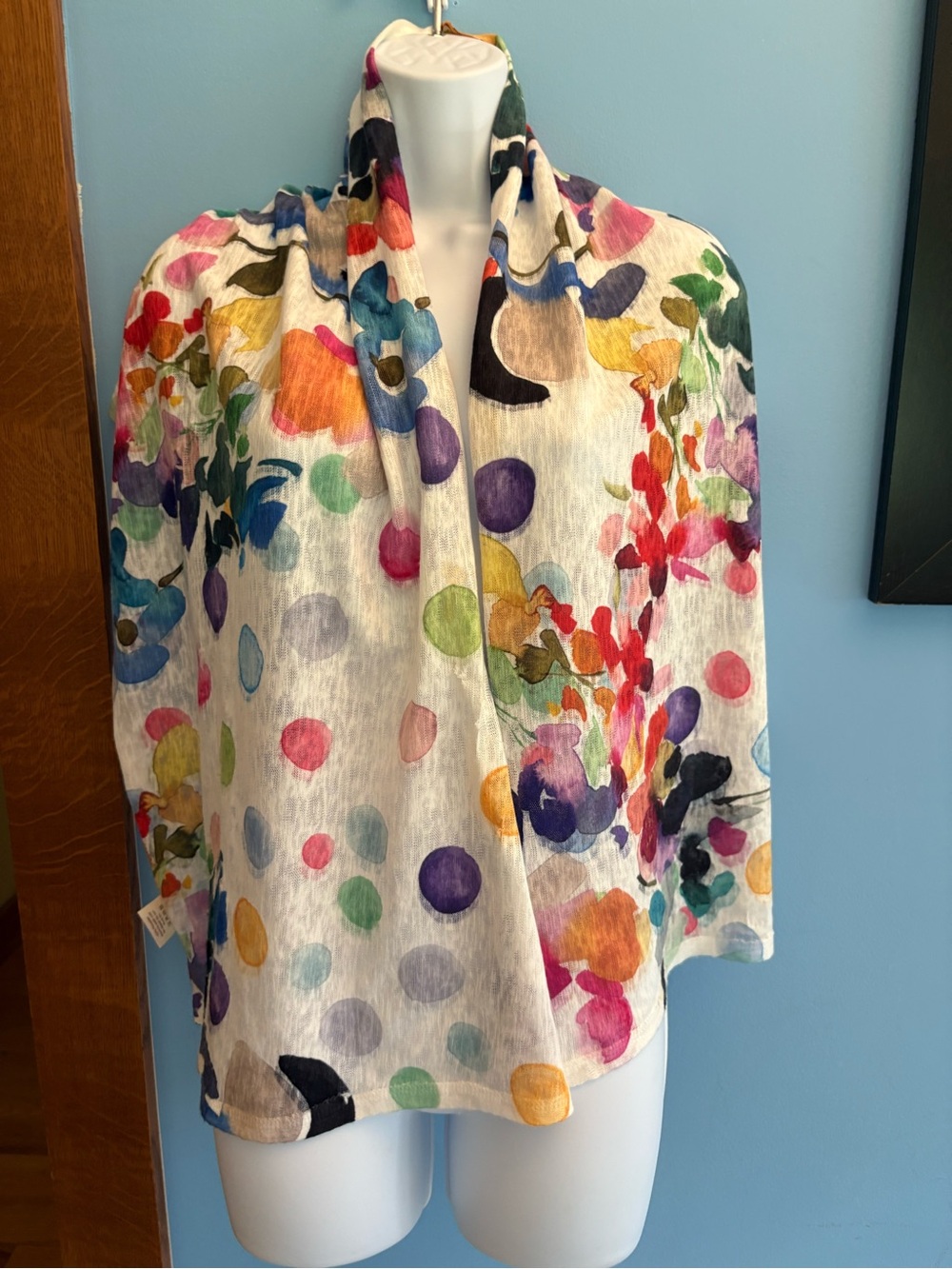 RARE PETALURA Petals & Polka Dots Lightweight Scarf Wrap 17” x 54”
